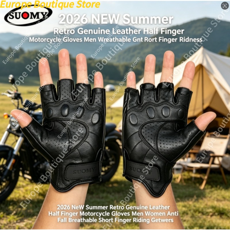 Motorcycle Gear For Women - Gants de moto rétro à demi-doigts