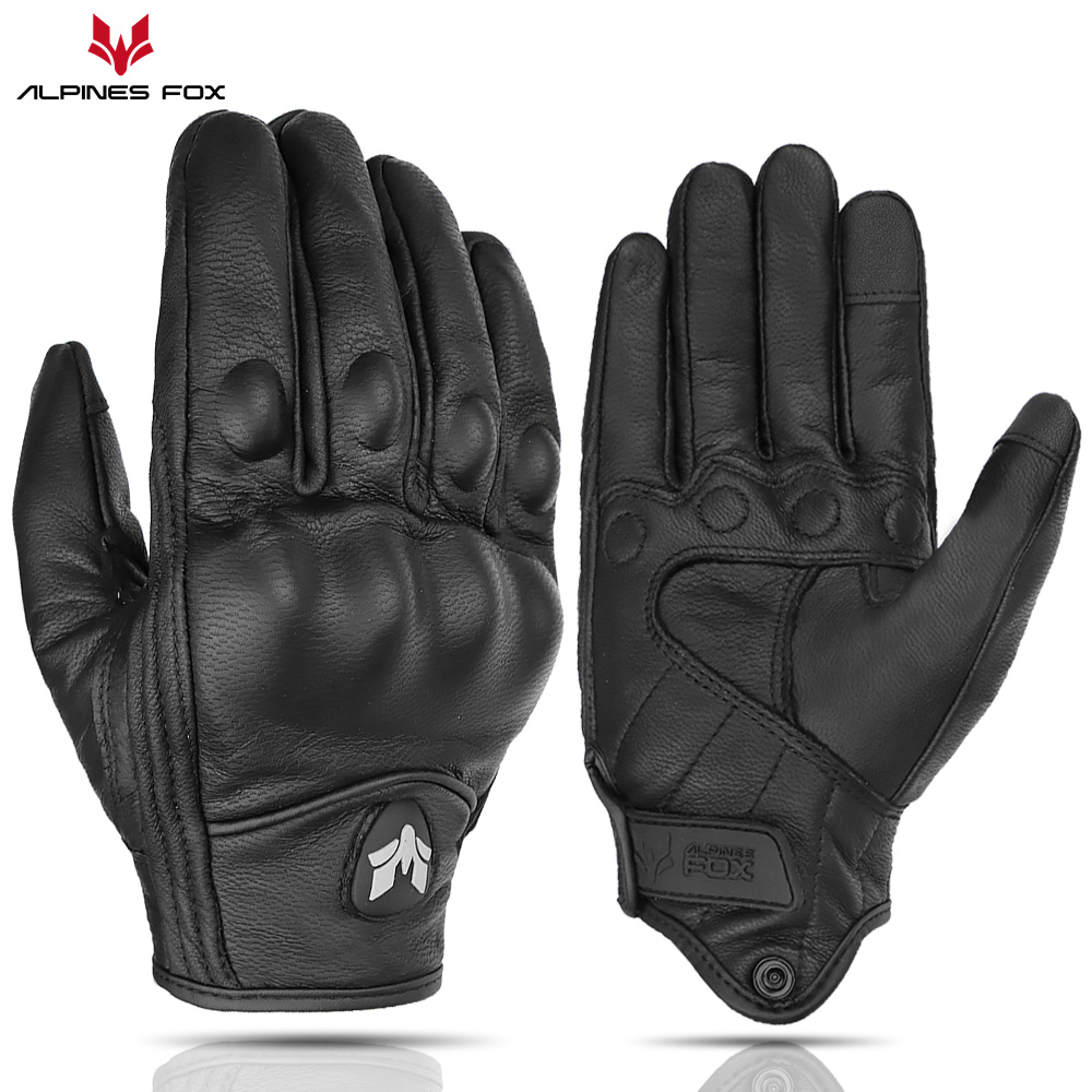 Motorcycle Gear Fox - Gants de Moto rétro en cuir