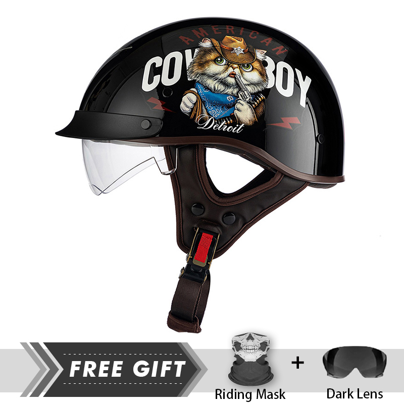 Motorcycle Gear Store - Casque de moto demi-visage pour hommes
