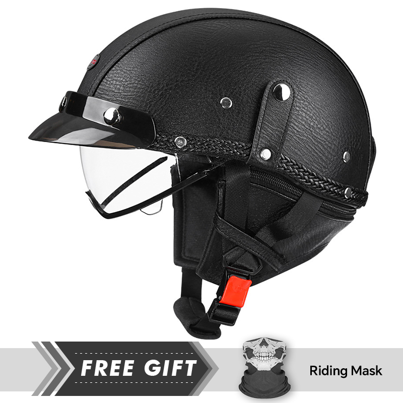 Motorcycle Gear Store - Demi-casque de Moto rétro pour hommes,
