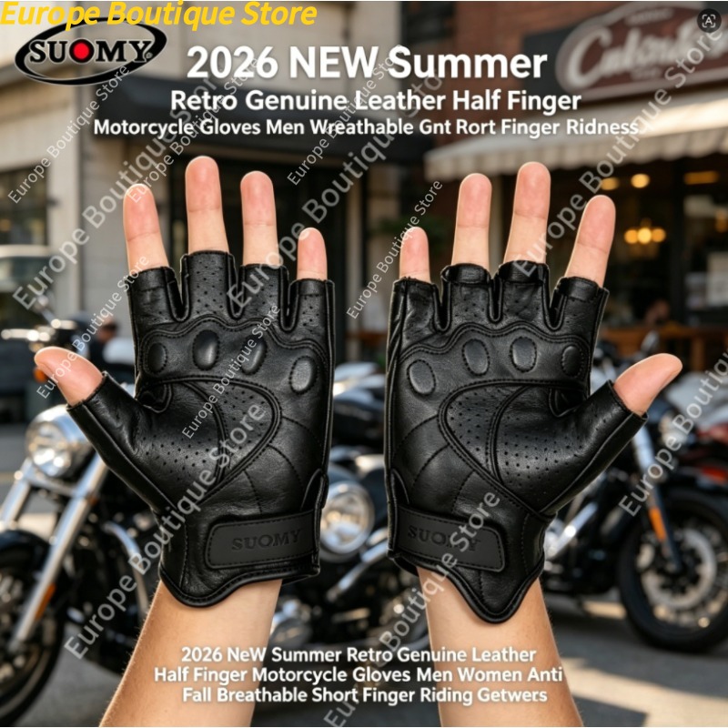 Motorcycle Gear For Women - Gants de moto demi-doigts en cuir