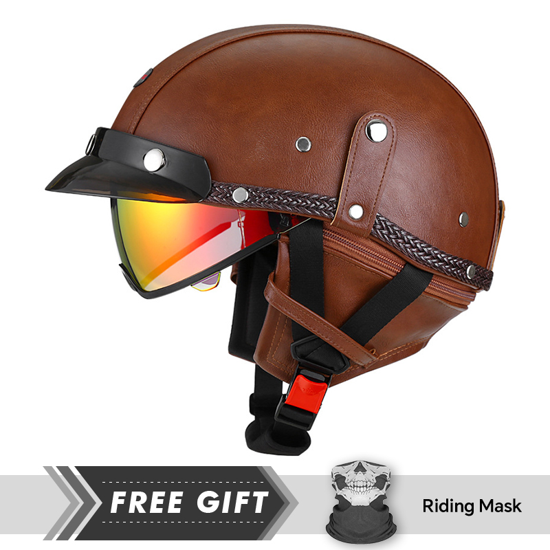 Motorcycle Gear Store - Adulte rétro demi-visage casque DOT moto